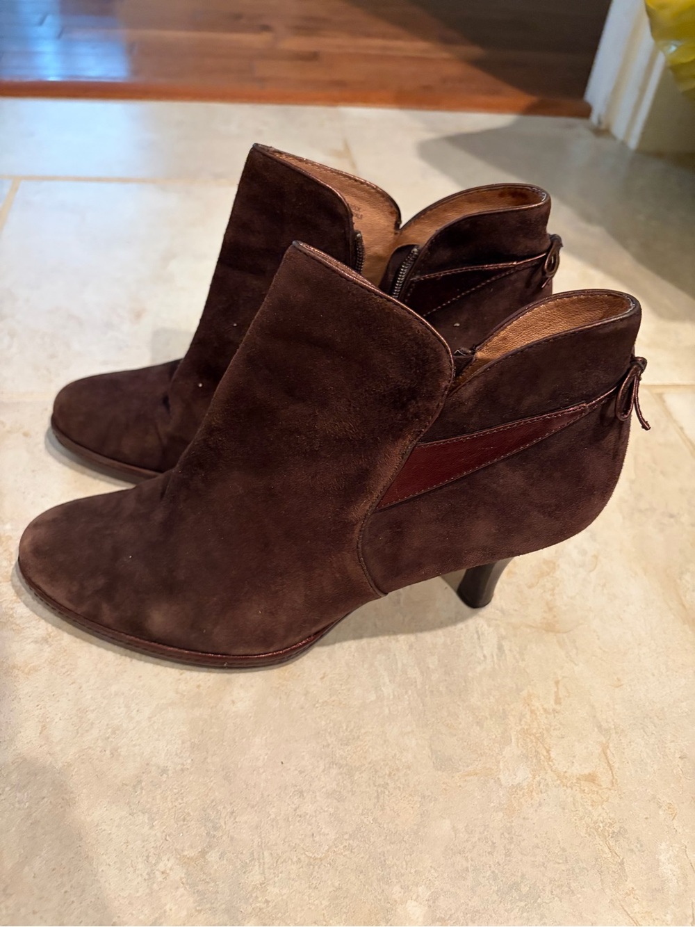 Sofft Dark Brown Suede Ankle Booties